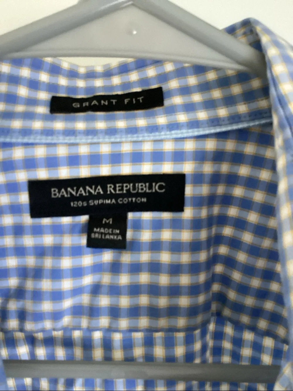 Banana Republic Men's Light Blue Gingham Dress Shirt